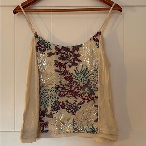 Floral Embroidered Beige Top